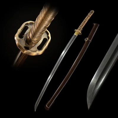 Espada japonesa Gunto tipo 95 forjada a mano hoja de acero Damasco con funda de hierro Foto 1 de 4
