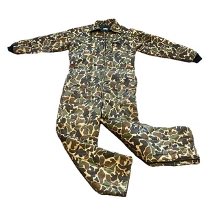 Vintage Saf T Bak Made in USA Camouflage Coveralls Insulated Zip Legs-Read - Picture 1 of 7