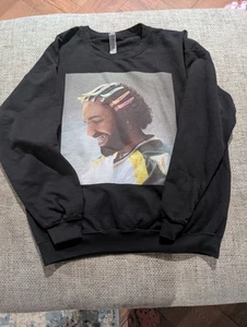 DRAKE FOR ALL THE DOGS HIP HOP RAP BIG HEAD Sweatshirt Rainbow Clip Black ADULT - Picture 1 of 3