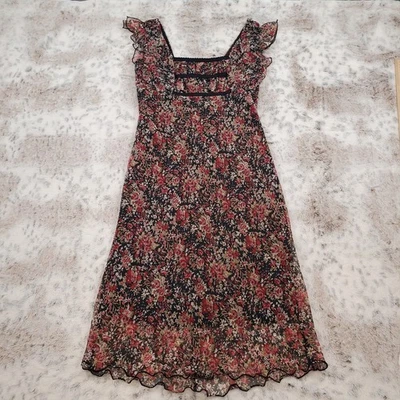Jonathan Martin Dress Chiffon Lettuce Hem Cap Sleeve Size 5 Earthy Fairy Grunge - Image 1 of 4