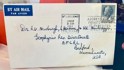 Australia card with Sc. 299, from University of Melbourne to Bedford, MA - Image 1 of 4