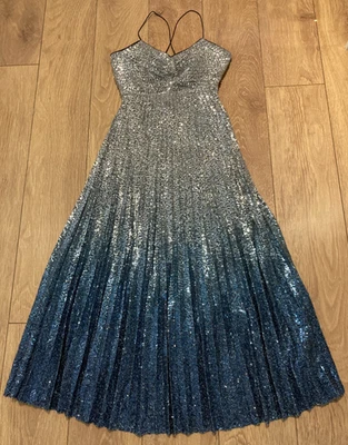 Next Premium Sequin Dress Sz8, RRP £158 - feature back, zip, pleats, metallic - Image 1 of 4