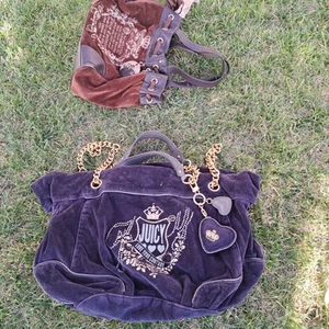 Vtg Royal Juicy Couture Blue Velour Fairy Tale Shoulder Bag Purse OG - Picture 1 of 16
