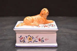 Vintage TIFFANY & CO HANDBEMALT IN FRANKREICH SCHMUCKKÄSTCHEN MIT HUND Porzellan - Bild 1 von 13