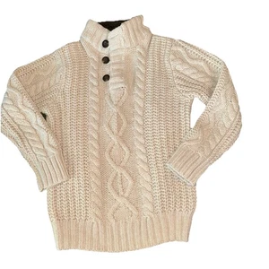 GAP kids beige fisherman sweater cable fleece lined mock collar Size 5 - Picture 1 of 5