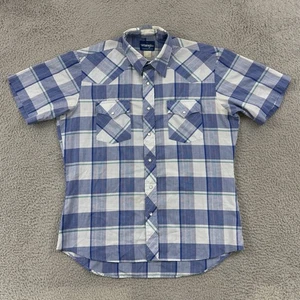 Camicia vintage Wrangler Pearl Snap uomo grande a quadri manica corta western cowboy - Foto 1 di 9