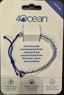 Pulsera 4OCEAN Ocean Conservation Signature AZUL Cuentas Transparentes con Dije Nueva con Etiquetas Foto 1 de 3