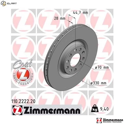 2x BRAKE DISC 110.2222.20 FOR ALFA ROMEO 552 73 835 2.0L 46335692 2.1L 4cyl - Image 1 of 4