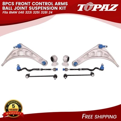 Kit de suspensión de rótula de brazos de control delanteros de 8 piezas para BMW E46 323i 325i 328i Z4 Foto 1 de 4