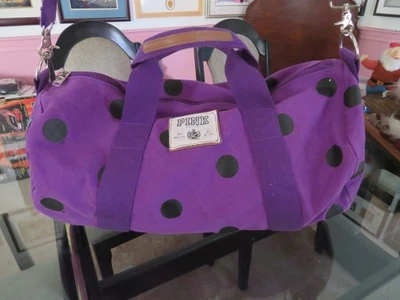 Victoria’s Secret pink polkadot Purple Gym Travel duffel bag 22" x 10" x 9" - Image 1 of 4