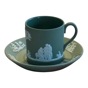 Wedgwood Jasperware Sage Green Demitasse Cup and Saucer - Picture 1 of 13
