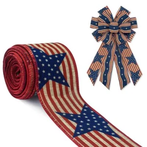 Patriotic Ribbons for Wreath Bows Wrapping Gifts Star Patriotic Ribbons for G... - Picture 1 of 5