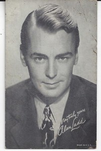 Alan Ladd Exhibit Card Circa 1960's Poor Condition