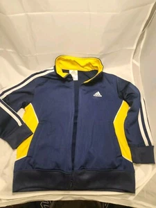 Adidas Jacket Youth 5 Navy/Yellow Active Soccer Track Warm Up Boys Sport W/Logo - Picture 1 of 8