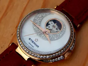 Ladies ETERNA GRACE Open Art Diamonds Automatic Wrist Watch SW 200-1 Eta 2824-2 - Picture 1 of 24