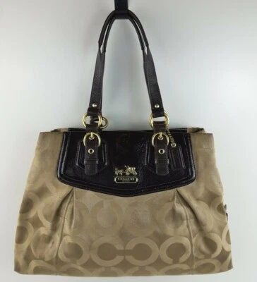 蔻驰签名 Madison Sateen 挎包 卡其色 棕色 14578 手提包 钱包  — 第 1/4 张图片