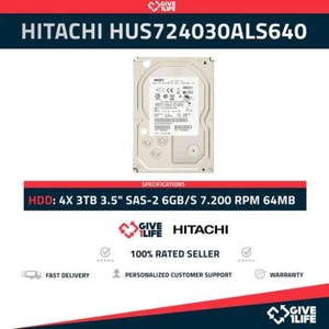 4 PC LOT HITACHI HUS724030ALS640 3TB HDD 3.5" SAS-2 6GB/S 7.200 RPM 64MB - Photo 1/7