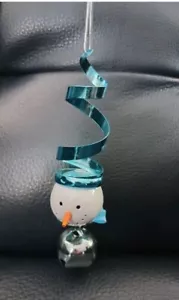 Blue & Silver Metal Snowman Christmas Ornament Modern Design - Picture 1 of 8