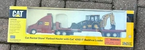 Cat Rental store Flated Hauler with Cat 420DIT Backhoe loader - Picture 1 of 2