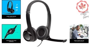 Stereo Headset with Noise Cancelling Mic - USB Plug-and-Play - Comfortable - Picture 1 of 9