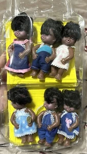 Vintage Mini Small Plastic African American Baby Dolls New Old Stock Doll Toy - Picture 1 of 5