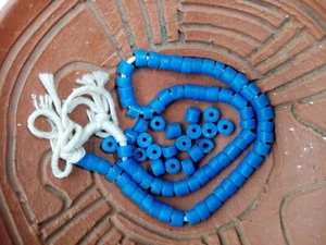African beads of recycled glass, light blue tubes. - Picture 1 of 4