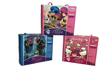 Set of 3 Puzzles - Frozen Fever, Hello Kitty, Shimmer and Shine - 35 Pieces Each - Image 1 of 4