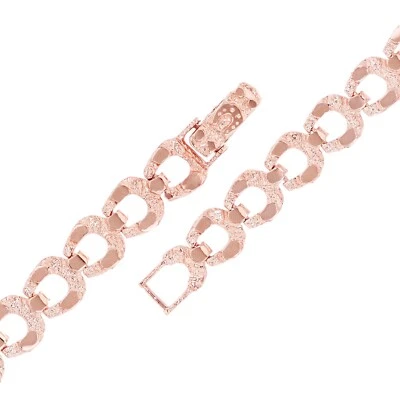 10k Rose Gold Solid Nugget Horse Shoe Link Bracelet 7.5" 8mm 11.1 grams - Image 1 of 4