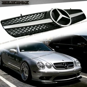 Fit BZ 00-06 W215 CL-Coupe Front Bumper Grille Chrome Glossy Black BLK-SL Look - Picture 1 of 3