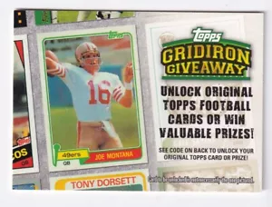 Tarjeta de regalo de fútbol americano Joe Montana 2010 Topps caducada # GG1 - Imagen 1 de 1