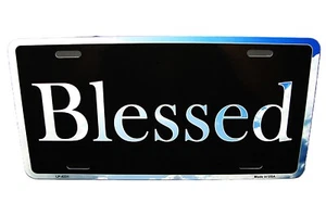 BLESSED METAL CAR LICENSE PLATE. JESUS CHRISTIAN RELIGIOUS CAR LICENSE PLATE - Picture 1 of 15