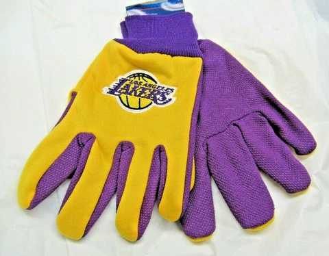 NBA Los Angeles Lakers Colored Palm Utility Gloves Gold w/ Purple Palm McARTHUR Cover