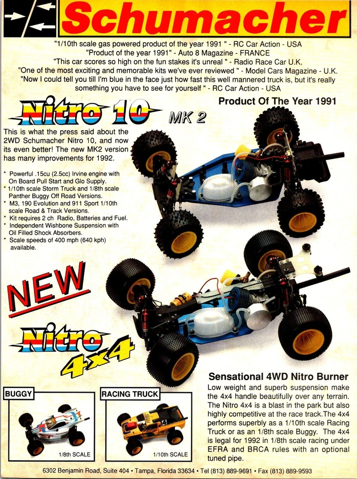 Schumacher Nitro 4x4 Vintage Print Ad Wall Decor MK 2 Buggy Racing Truck - Image 1 of 1