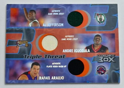 2004-05 Topps Luxury Box Triple Threat Jefferson Iguodala Araujo TRIPLE JERSEY - Image 1 of 2