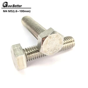 M4 M5 HEX HEXAGON HEAD SET SCREWS FULLY THREADED METRIC BOLTS A2 STAINLESS STEEL - Picture 1 of 7