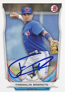 FRANKLIN BARRETO TORONTO BLUE JAYS SIGNED CARD OAKLAND A'S LOS ANGELES ANGELS - Picture 1 of 1