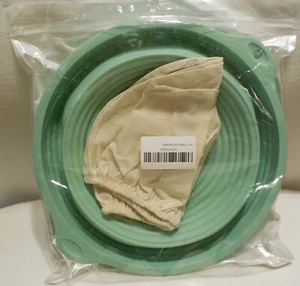 Silicone Bread Bowl Proofing Rising Basket Collapsible Sourdough Baking 9" Green - Picture 1 of 7