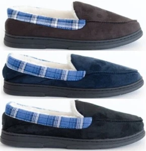 Hombre MOCCASINS Caliente Imitación a Cuadros Ante Piel de Oveja Forro Invierno - Imagen 1 de 6