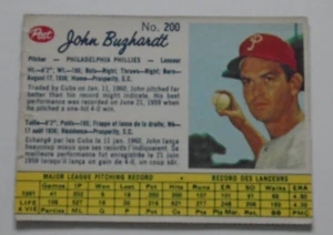 John Bughardt  1962 Post cereal card Canadian - Picture 1 of 1