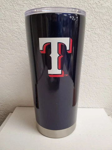 Texas Rangers 20oz Letterman Tumbler Double Wall Insulated Stainless Steel MLB Cover