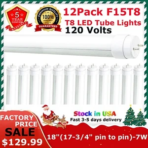 F15T8 LED Tube Light,120V,7W,18 Inch LED,5000K Daylight White,18 Inch Tube Light - Picture 1 of 13