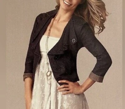 Cabi Moto Jacket Waxed Linen #901 Gray Charcoal - Image 1 of 4