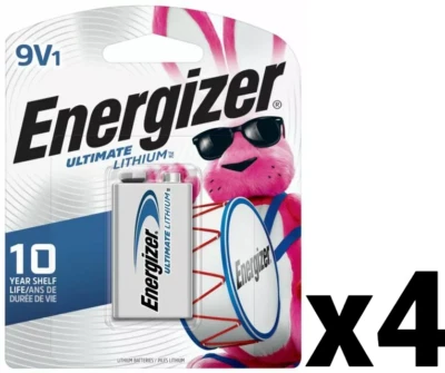 4 FOUR ENERGIZER ULTIMATE LITHIUM 9V L522 L522BP RETAIL PACK NEW EXP 12-2034 - Image 1 of 2