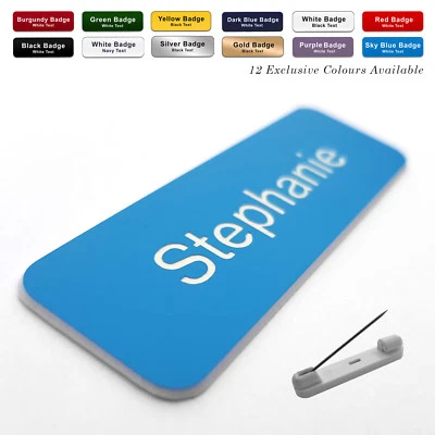 BADGEWORLD PIN Engraved Personalised Staff Name Badges Business Corporate Shop Pub Work
