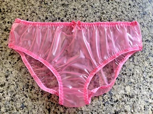 Sissy pink pvc panties knickers waterproof plastic see through ab cd tv handmade - Picture 1 of 2