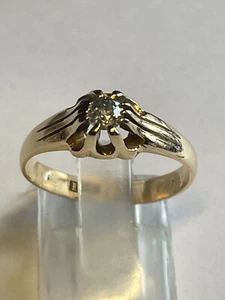 Superb Antique 18 Carat Yellow Gold GENTS GYPSY DIAMOND Ring 0.25 carats C1920 - Picture 1 of 6