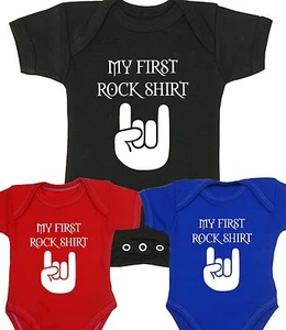 BabyPrem Babykleidung Jungen Mädchen MEIN ERSTES ROCK SHIRT Babygrow Bodysuit Musik Geschenk - Bild 1 von 4