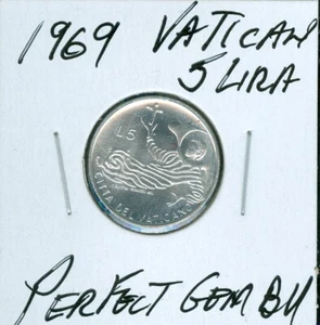 1969 VATICAN CITY 5 LERI POPE PAUL VI Angel  Stars PERFECT GEM BU  90C SHIPPING  - Picture 1 of 2