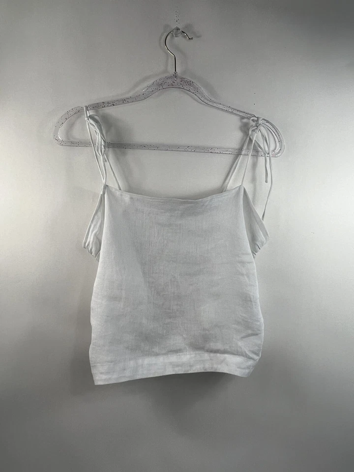 Top corto H&M para mujer talla L blanco correas de espagueti espalda elástica Foto 1 de 4