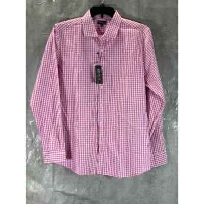 Galaxy By Harvic Men's Pink/White Gingham Slim-Fit Button-Up Dress Shirt SZ L - Image 1 of 4